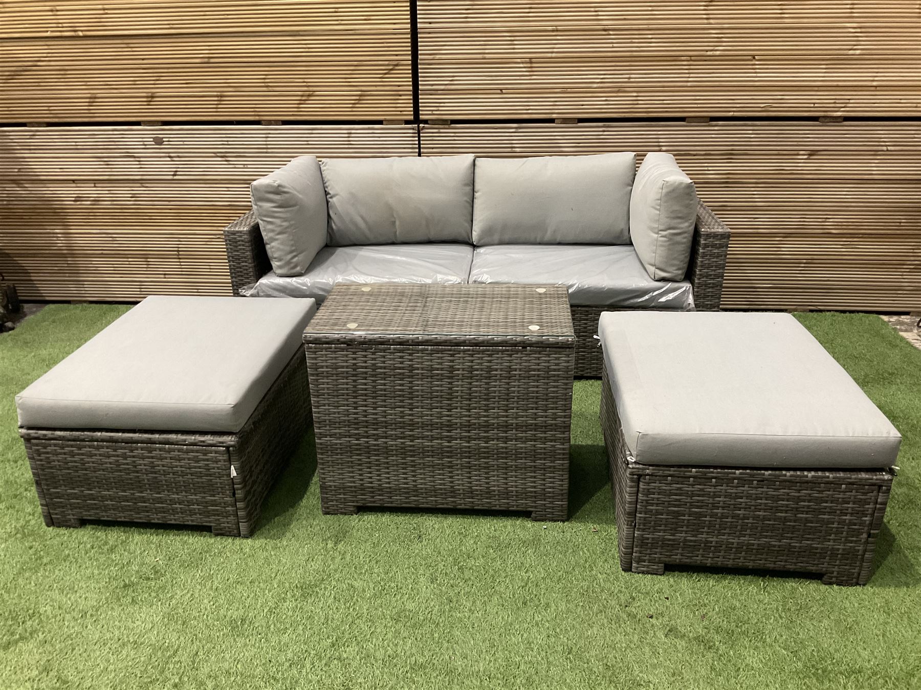 Rattan garden sofa set, with spare cushions  - THIS LOT IS TO BE COLLECTED BY APPOINTMENT FROM DUGGLEBY STORAGE, GREAT HILL, EASTFIELD, SCARBOROUGH, YO11 3TX