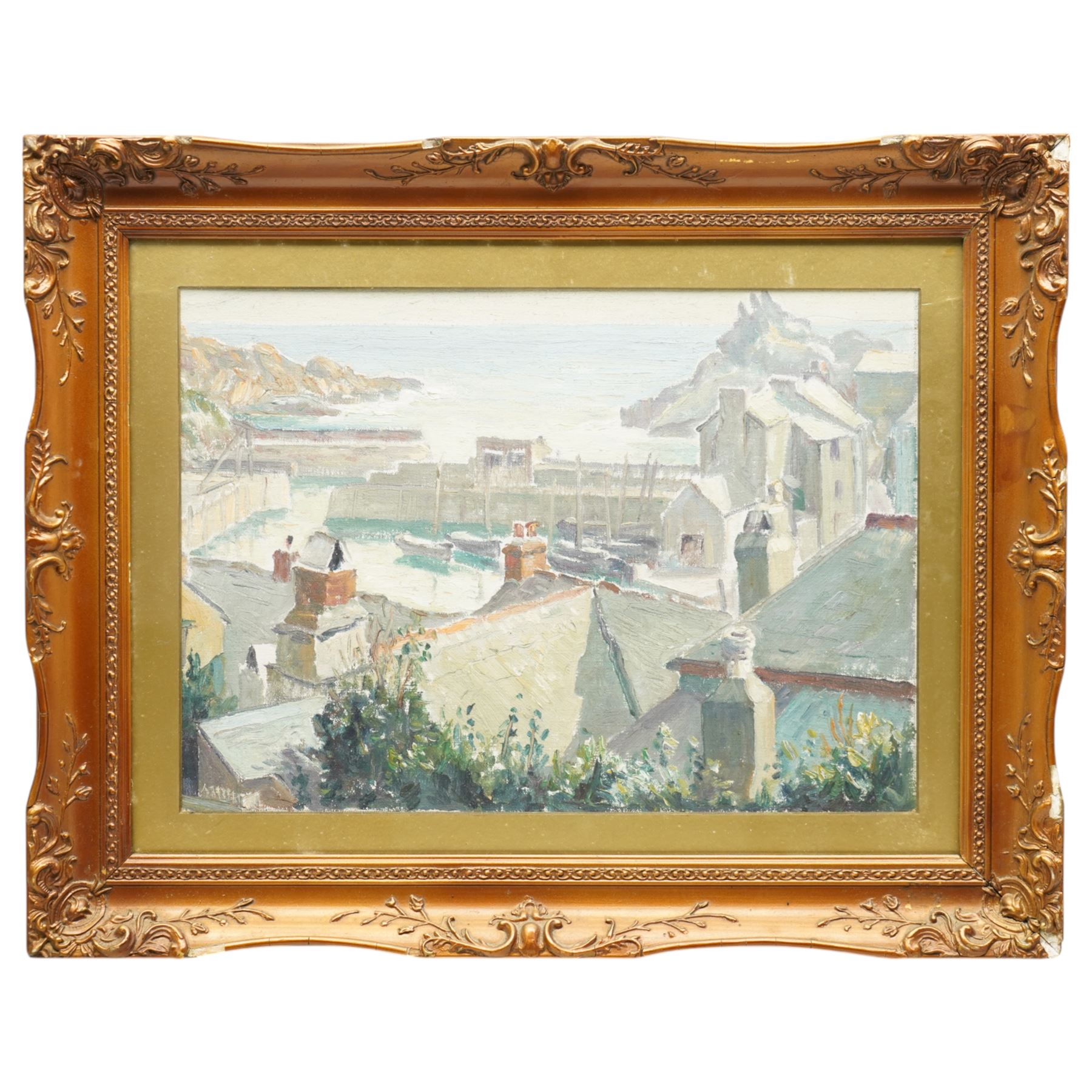Cornish School (20th century): Mousehole Harbour - Cornwall, oil on board signed 25cm x 35cm