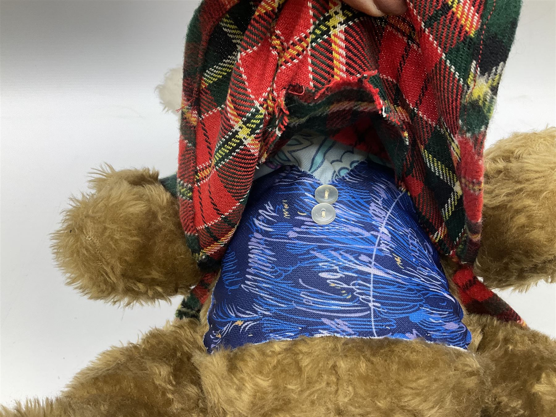 Vintage Basil Brush plush toy, in a tartan jacket together with a talking Basil Brush plush toy, tallest example H46cm