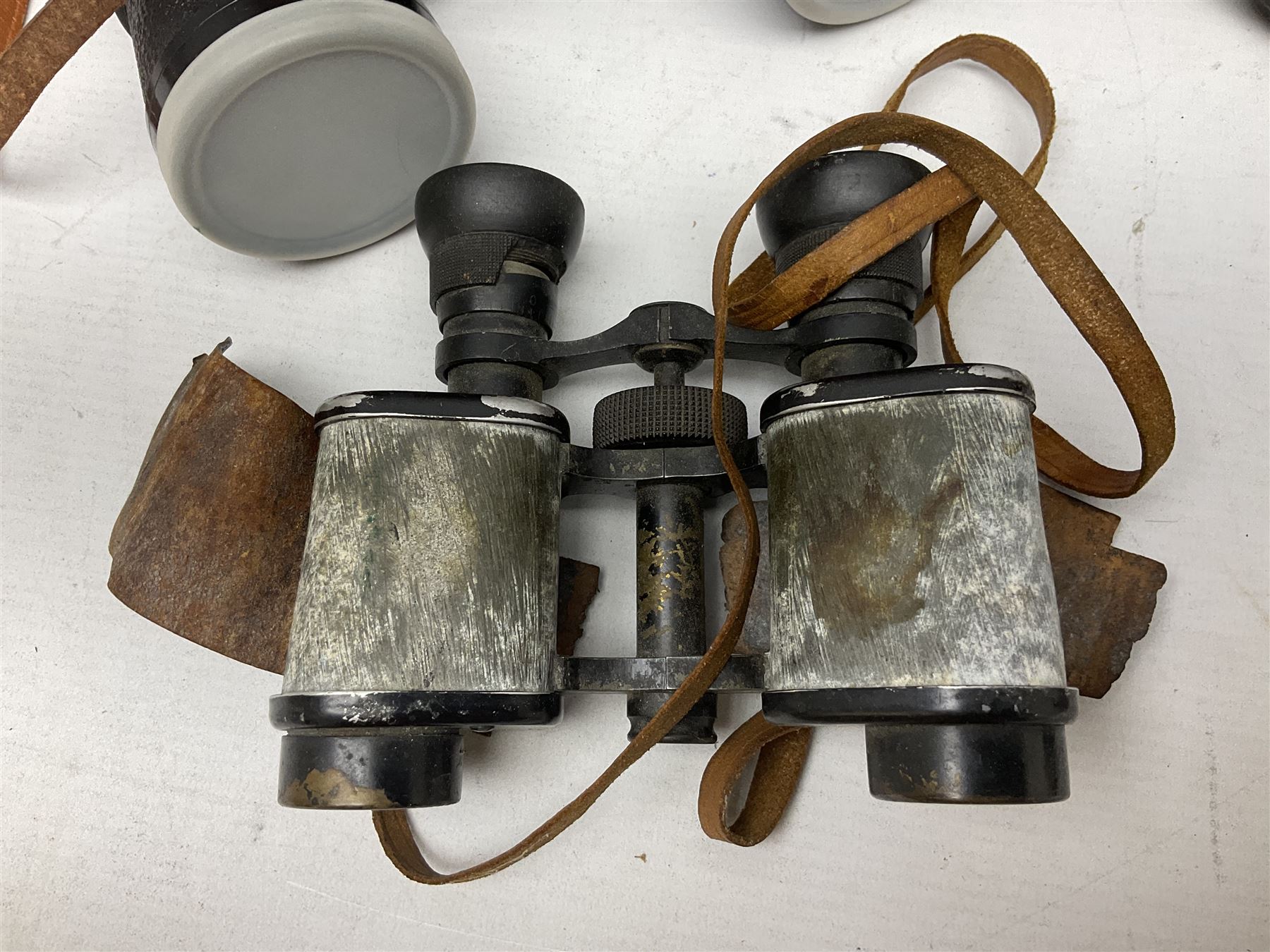 Brass telescope, together with Zenith 7 x 50 field binoculars, two polaroid cameras and other cameras and equipment 