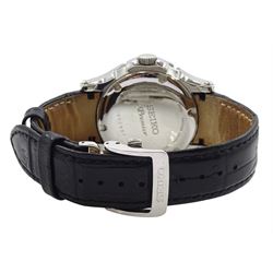 Seiko Premier kinetic perpetual gentleman's stainless steel wristwatch, on original black leather strap with fold-over clasp, boxed with original receipt dated 2009