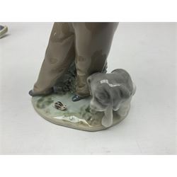 Three Lladro figures, Faithful Steed no 5769, Best Foot Forward no 5738 and Lambkins no 5469, all with original boxes, largest example H21cm 