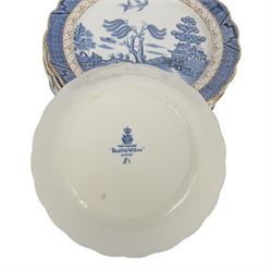 Booths Real Old Willow tea and dinner service, including six dinner plates, eight side plates, four egg cups, milk jug etc 