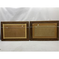 Alexander Molyneux Stannard (British 1898-1975): Horse and Cart through Moors and Moorland Sheep Landscape, pair watercolours signed 37cm x 63cm (2)