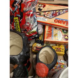 Collection of Robert Harrod The Beano Dandy Collection figures including Desperate Dan, Teach, Rodger the Dodger and Chips together with Beano collectibles including mugs, stamps, etc