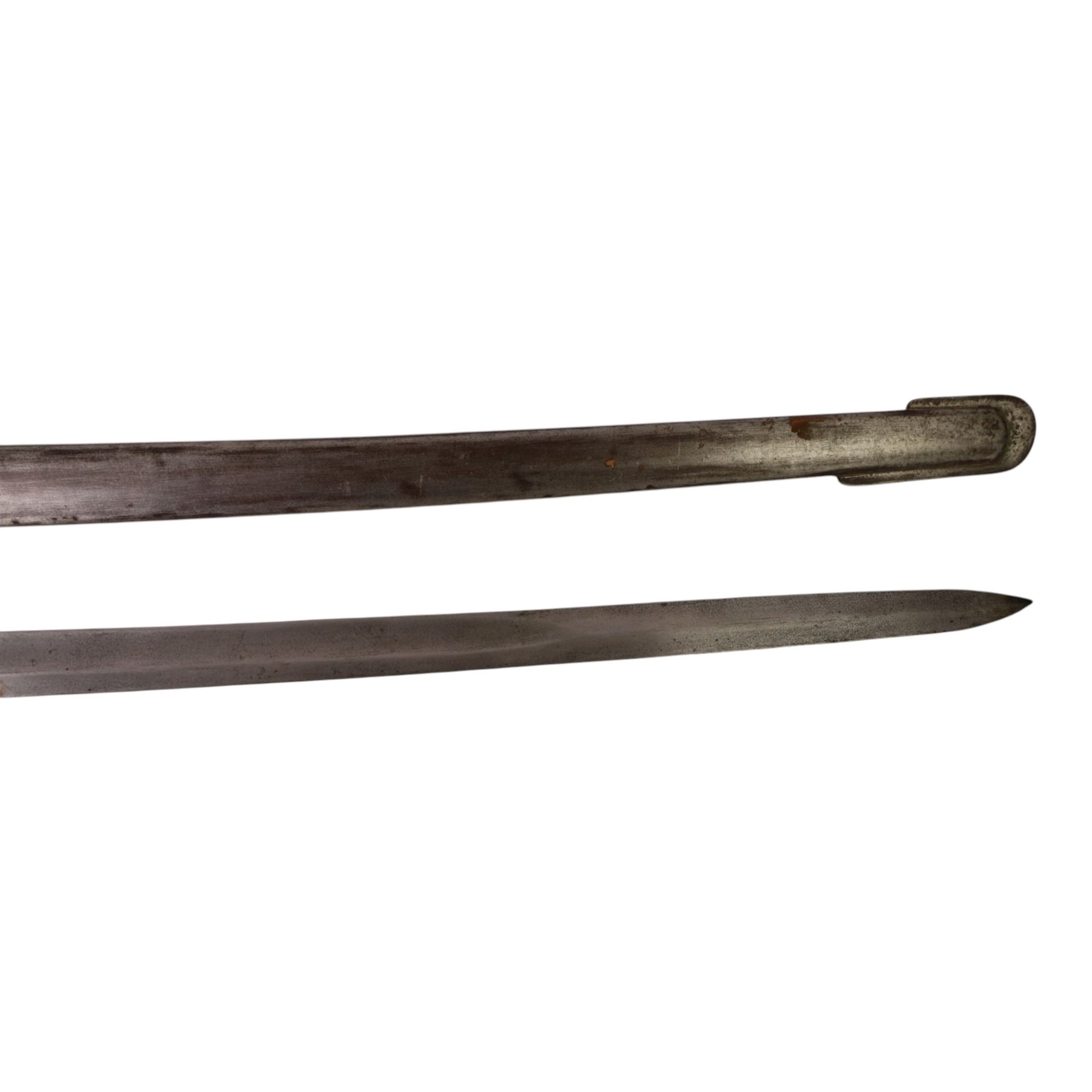 Sword, the 86cm single edged blade marked Toledo with metal scabbard, together with  Yataghan bayonet