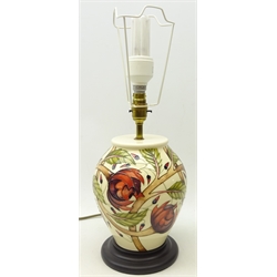  Moorcroft 'Pirouette Breeze' table lamp of baluster form on plinth with shade, designed by Emma Bossons c2002, H24.5cm of main body  
