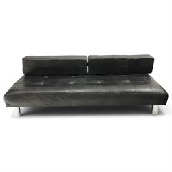 De Sede - 1970s 'DS 80' black leather modular settee or daybed, low upholstered bacl with ...