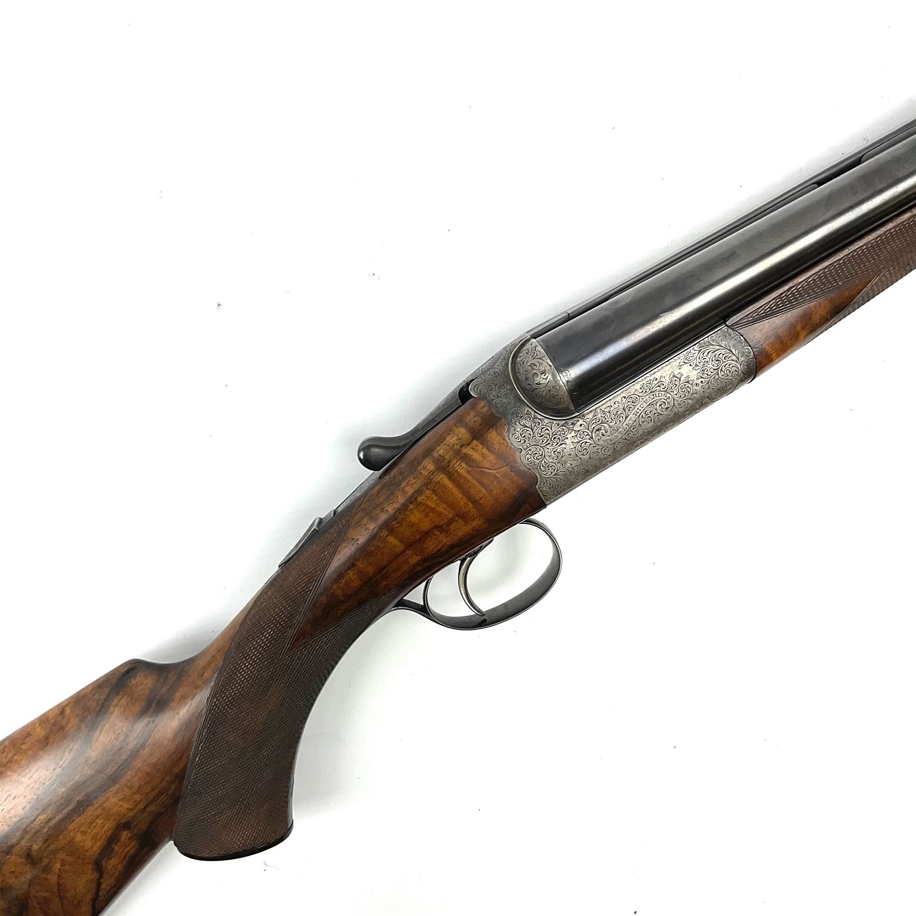 Very fine Westley Richards 12-bore side-by-side double barrel boxlock ejector live pigeon sporting gun, c1910, very heavy and thick 76.5cm blued tightly choked barrels with 2.5