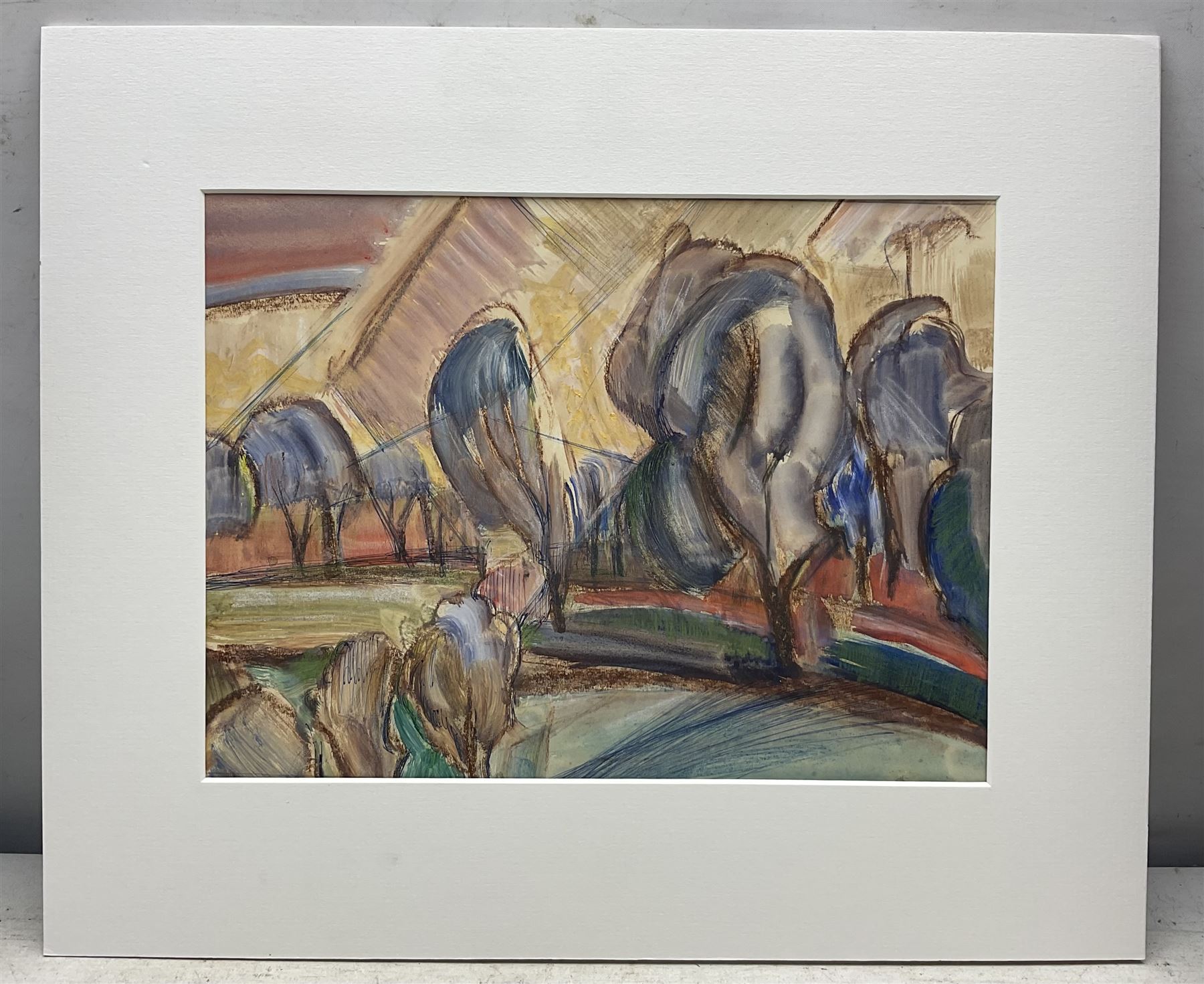 Elsie Marian Henderson (British 1880-1967): Landscape Study, mixed media unsigned 23cm x 30cm (unframed)