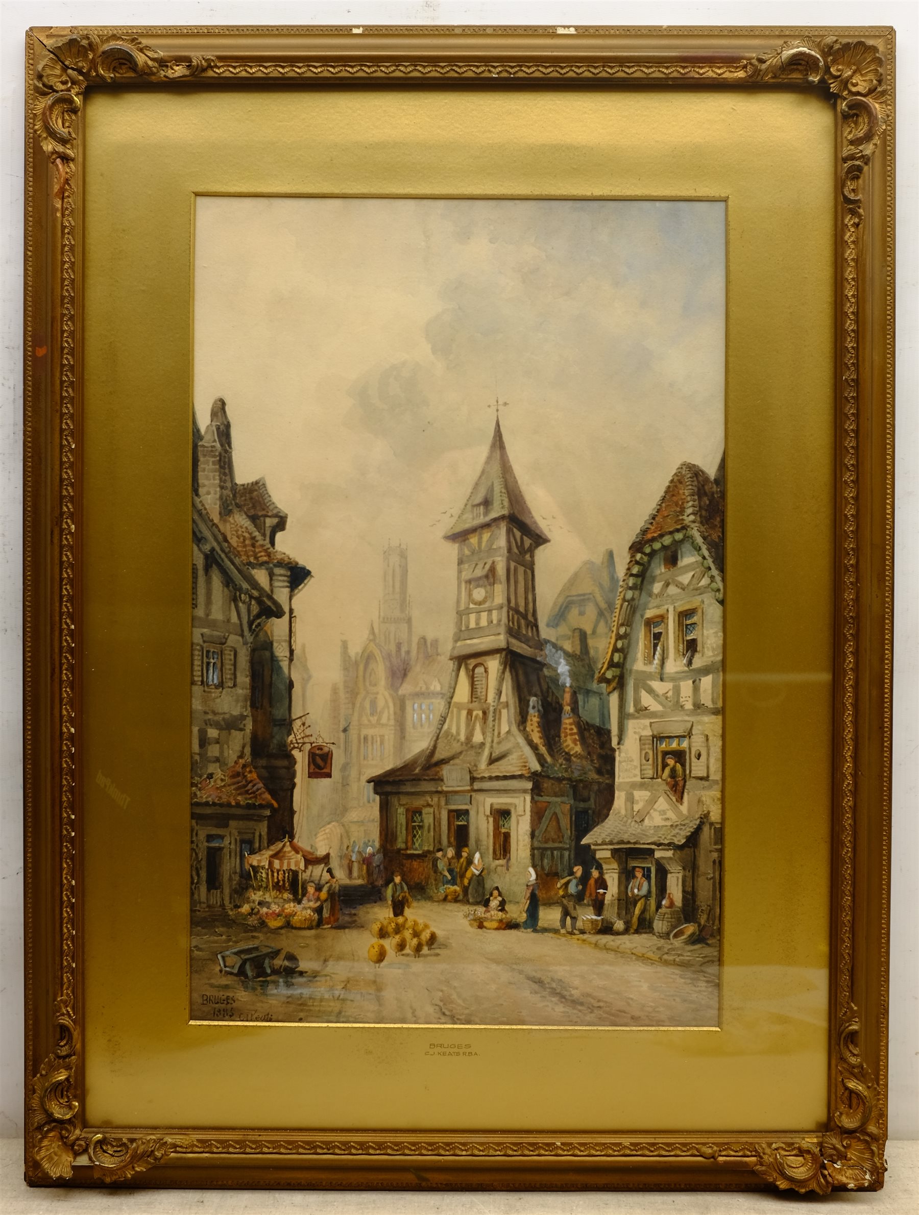 Charles James Keats (British 19th century): 'Bruges', watercolour signed, titled and dated 1885, 49cm x 31cm