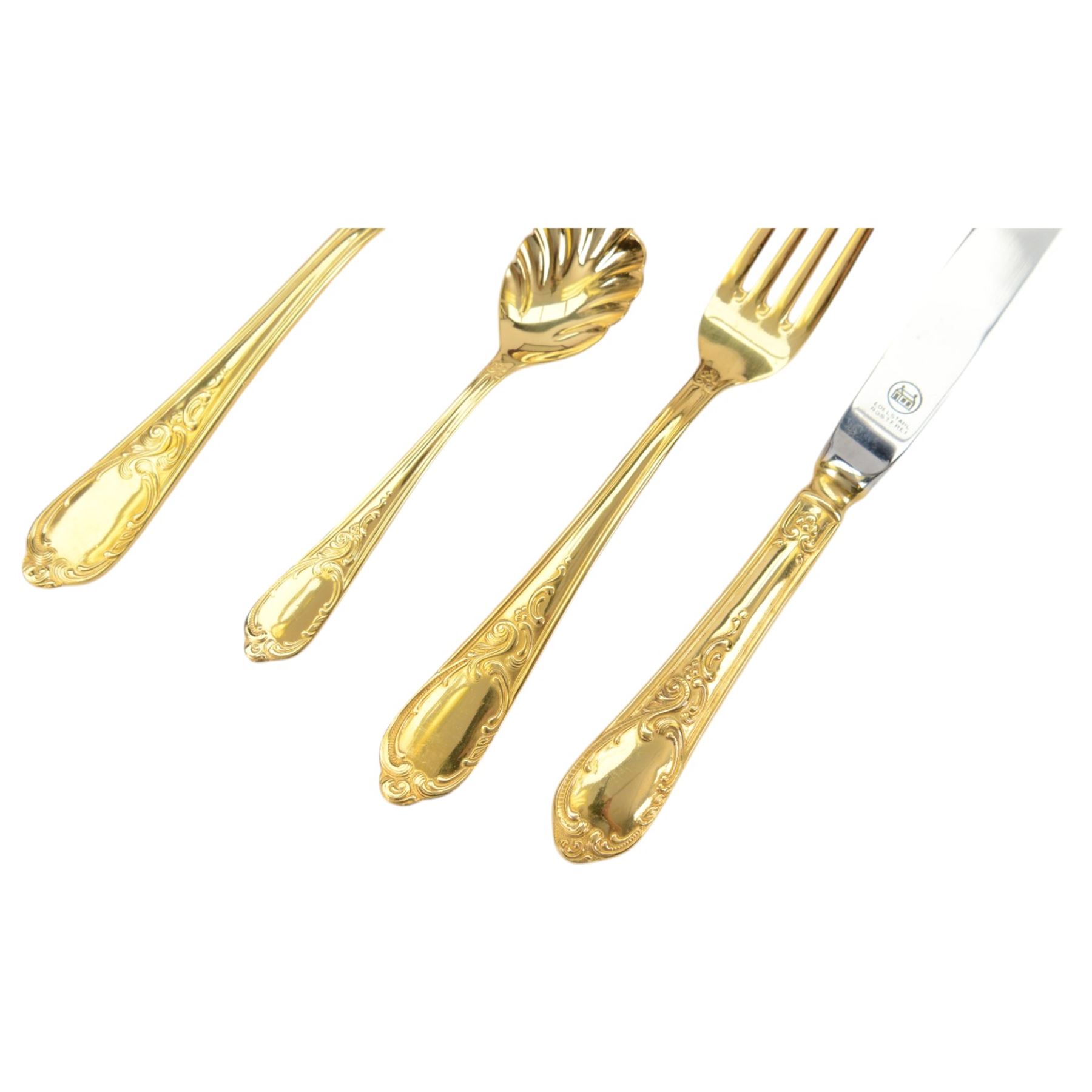 Chromstahl canteen of gilt cutlery for twelve 