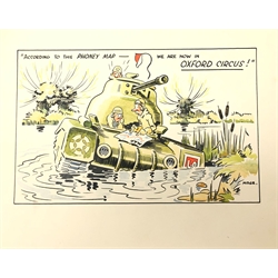  WW2 original cartoon artwork depicting American servicemen in England, circa 1944, signed 