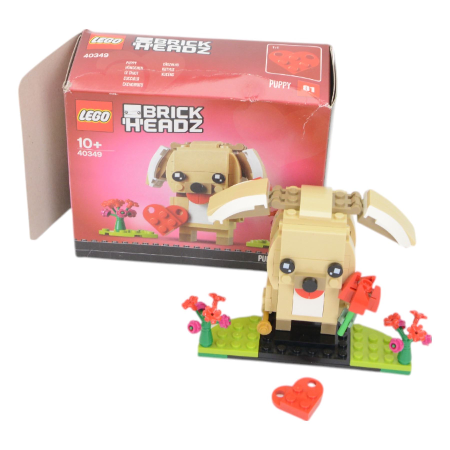 Six Lego Brick Headz built figures, including 40353 Elf, Reindeer and Elfie, 40274 Mr Claus and Mrs Claus, 40349 Puppy, 40186 Year of the Pig, 40273 Turkey and 40271 Bunny, all boxed 