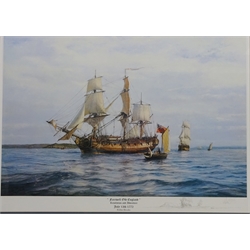  'Farewell Old England Resolution and Adventure July 13th, 1772', limited edition colour print No.12/850 signed in pencil by Robin Brooks (British 1943-) with pencil sketch by the artists hand in the margin 49cm x 68.5cm   
