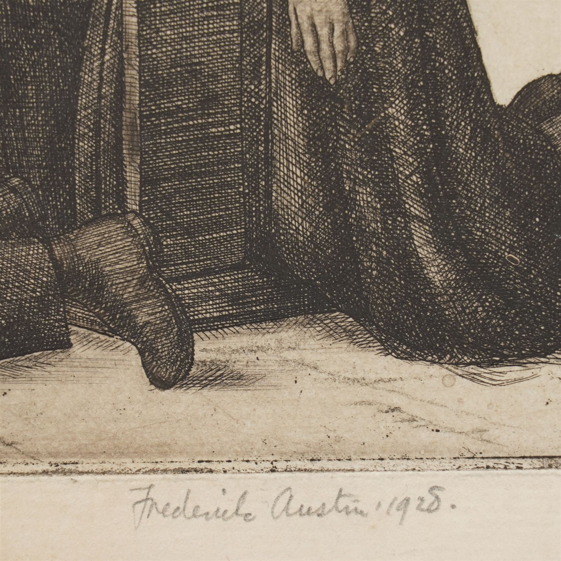 Frederick George Austin (British 1902-1990): A Peasant Family in Prayer, drypoint etching signed and dated 1928 in pencil 13cm x 16cm (unframed)
Provenance: direct from the granddaughter of the artist