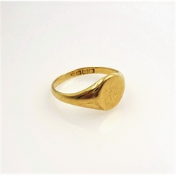  18ct gold signet ring hallmarked approx 4gm  
