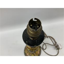  Kashmiri papier mache table lamp, open spiral twist column decorated with flowers, on a turned base,  H43cm