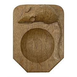'Mouseman' oak ashtray, canted form and carved with mouse signature, by Robert Thompson of Kilburn