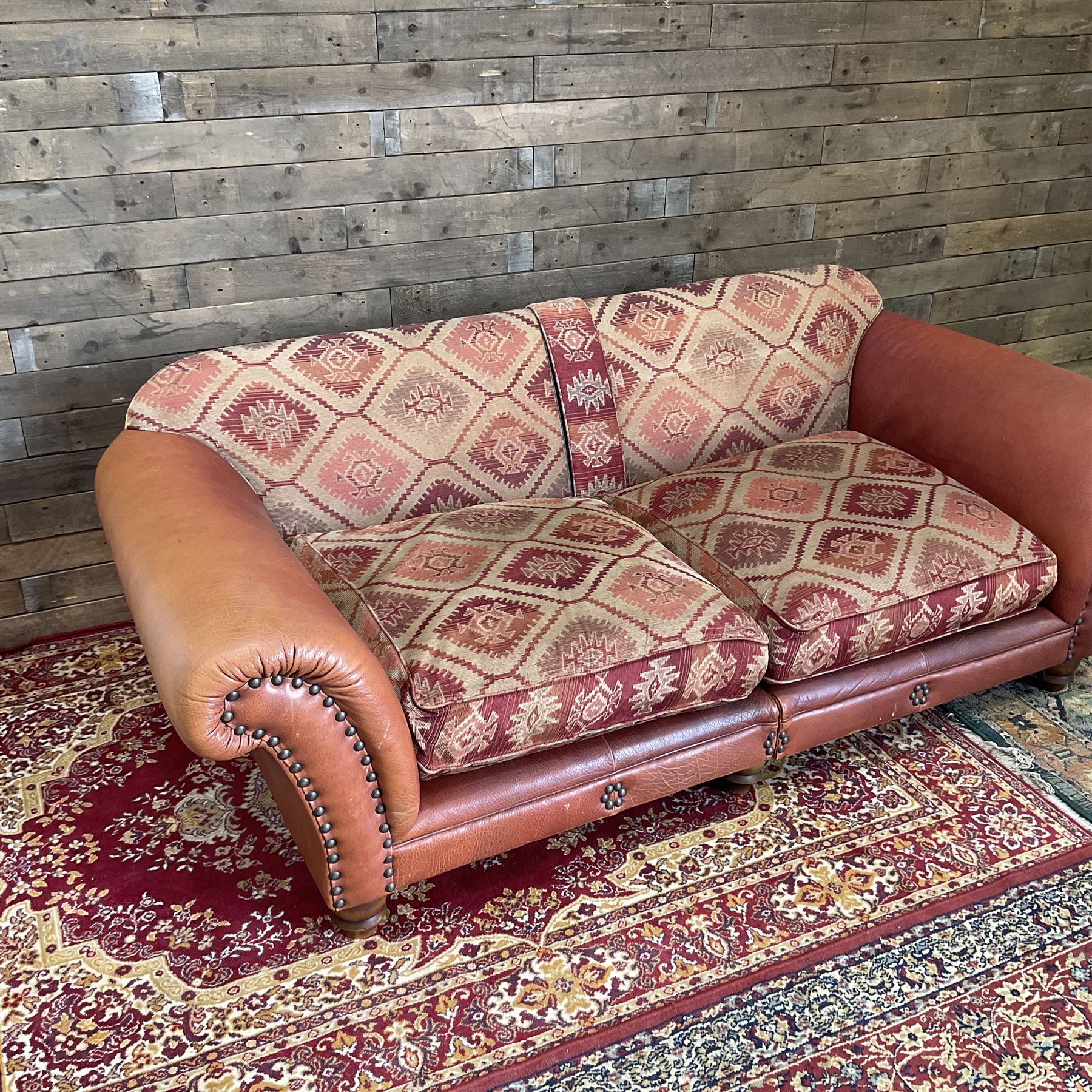 Tetrad Eastwood leather and kilim fabric sofa