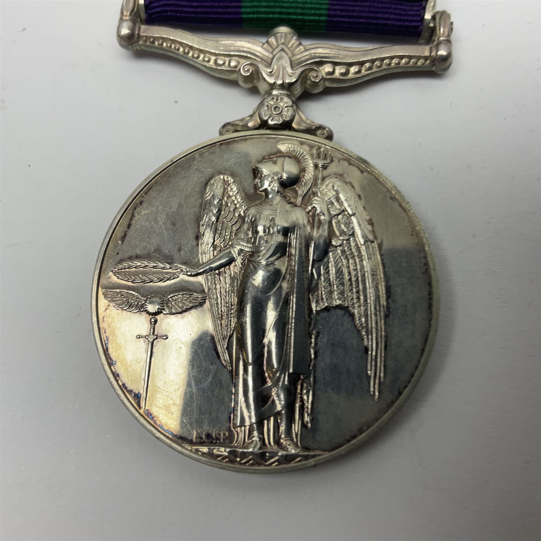 Elizabeth II General Service Medal with Cyprus clasp awarded to 5042223 A.C.2 W. Whitfield RAF; with ribbon
