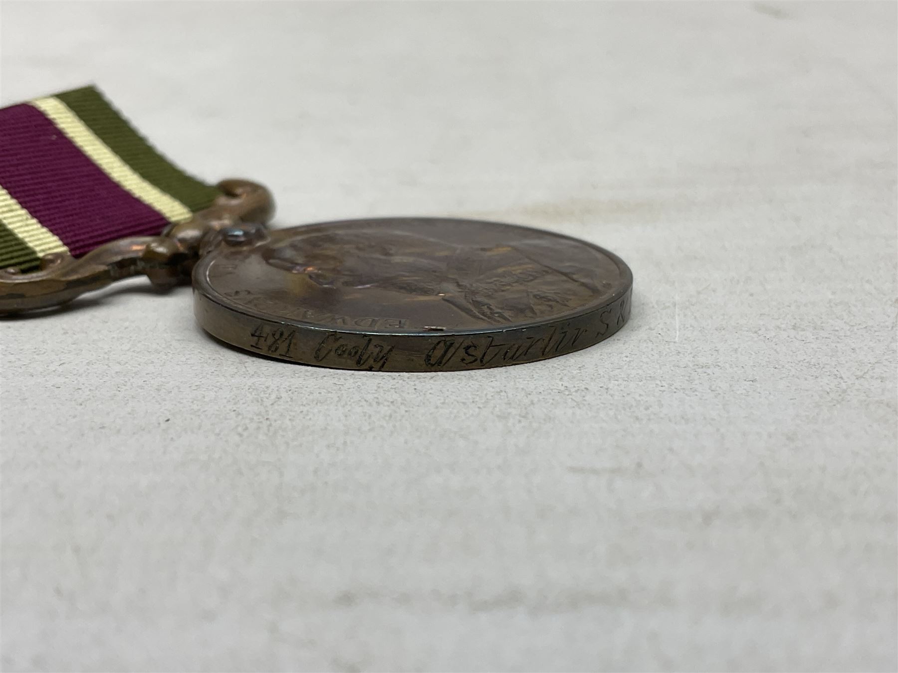 Edward VII Tibet 1903-4 bronze medal awarded to 481 Cooly Astarlir S & T Corps; with ribbon