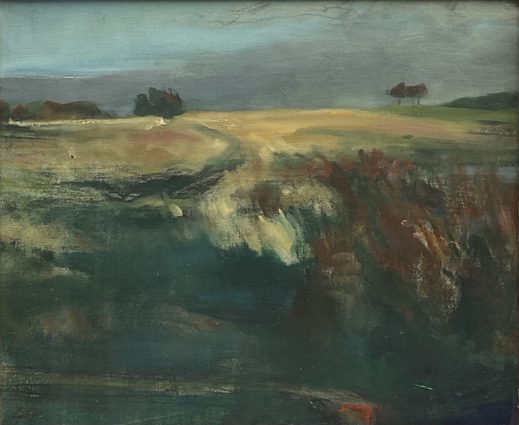 Gyorgy Gordon (Hungarian 1924-2005): 'On the Heath' Wakefield, oil on canvas signed with initials and dated '86, 34cm x 40cm 
Provenance: purchased from the artist by the vendor