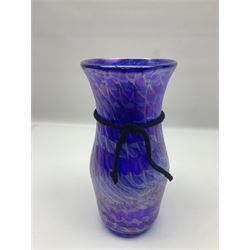 John Ditchfield for Glasform studio glass vase, with mottled wave design upon an iridescent purple ground, signed and numbered beneath, with certificate of authenticity tag, H26.5cm