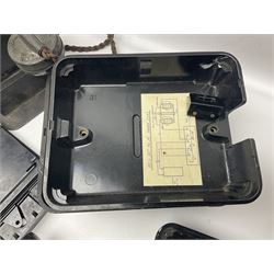 Collection of phone headsets, including GPO bakelite examples, together with other telephone parts 