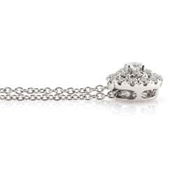 18ct white gold diamond cluster pendant necklace, stamped 750, total diamond weight approx 0.50 carat
