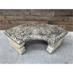 Curved cast stone bench