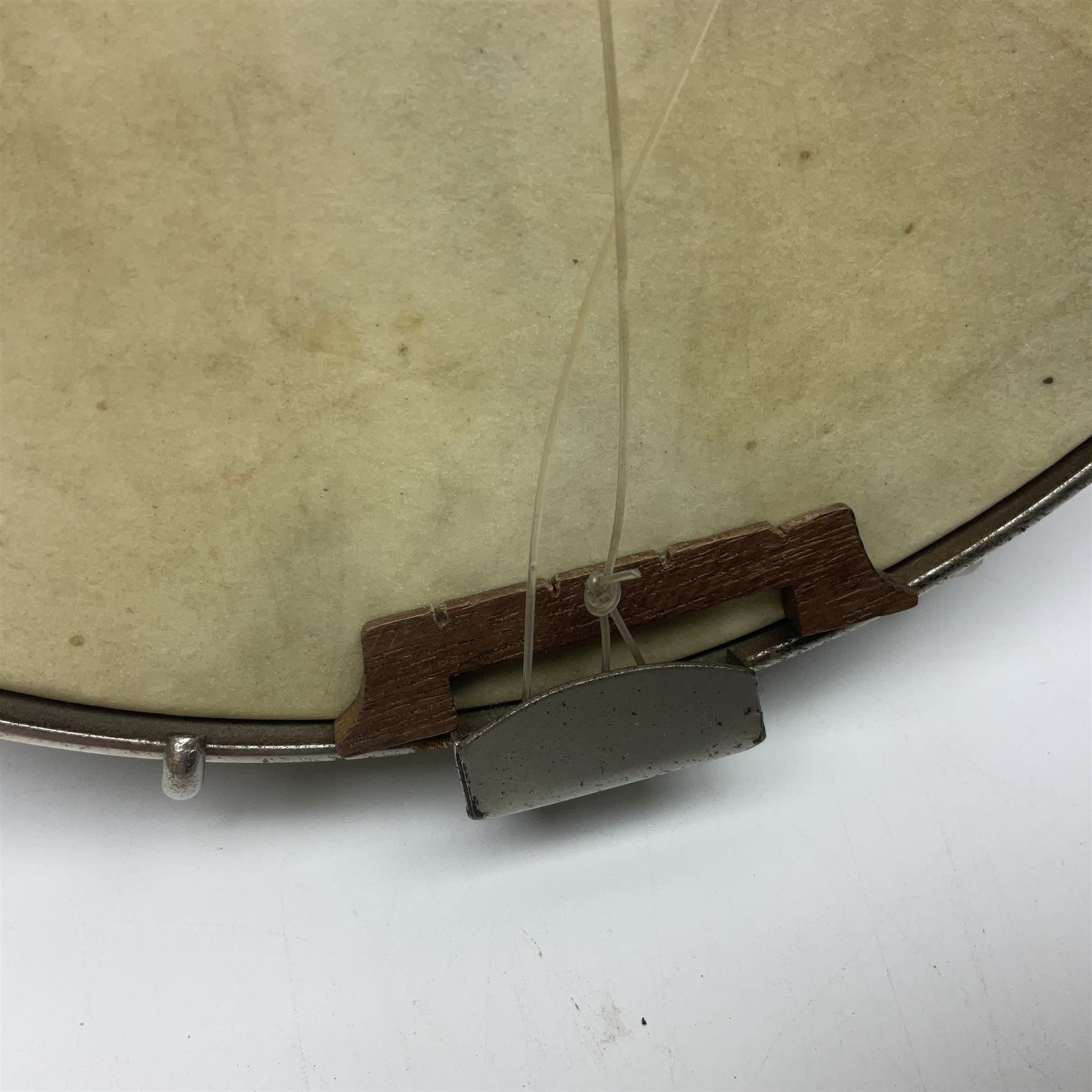 George Formby banjolele with metal plaque to headstock L55cm; in carrying case with instruction booklet.