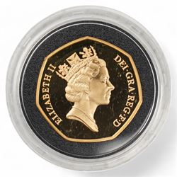 Queen Elizabeth II 1992 - 1993 gold proof dual dated fifty pence coin, cased with certificate