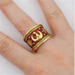 Elizabeth Gage 18ct gold and red enamel Virgo zodiac ring