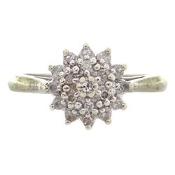 9ct white gold diamond cluster ring hallmarked