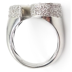  14ct white gold diamond pave set ring  