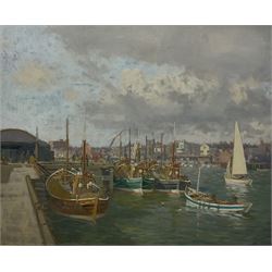 Walter Goodin (British 1907-1992): Fishing Boats in Bridlington Harbour, oil on board signed 49cm x 60cm