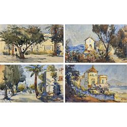 William J Mann (Scarborough early 20th century): 'The City Square Las Palmas' 'Gran Canaria' 'The Road to San Mateo' & 'Borganvillea Las Palmas' , set of four watercolours signed and one dated '32, 14cm x 22cm (4) 
Notes: Mann was a member of the Fylingdales Group of Artists and lived in Newby, Scarborough.