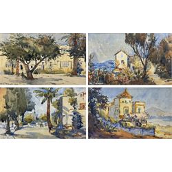 William J Mann (Scarborough early 20th century): 'The City Square Las Palmas' 'Gran Canaria' 'The Road to San Mateo' & 'Borganvillea Las Palmas' , set of four watercolours signed and one dated '32, 14cm x 22cm (4) 
Notes: Mann was a member of the Fylingdales Group of Artists and lived in Newby, Scarborough.