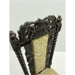 19th century Carolean style oak barley twist hall chair