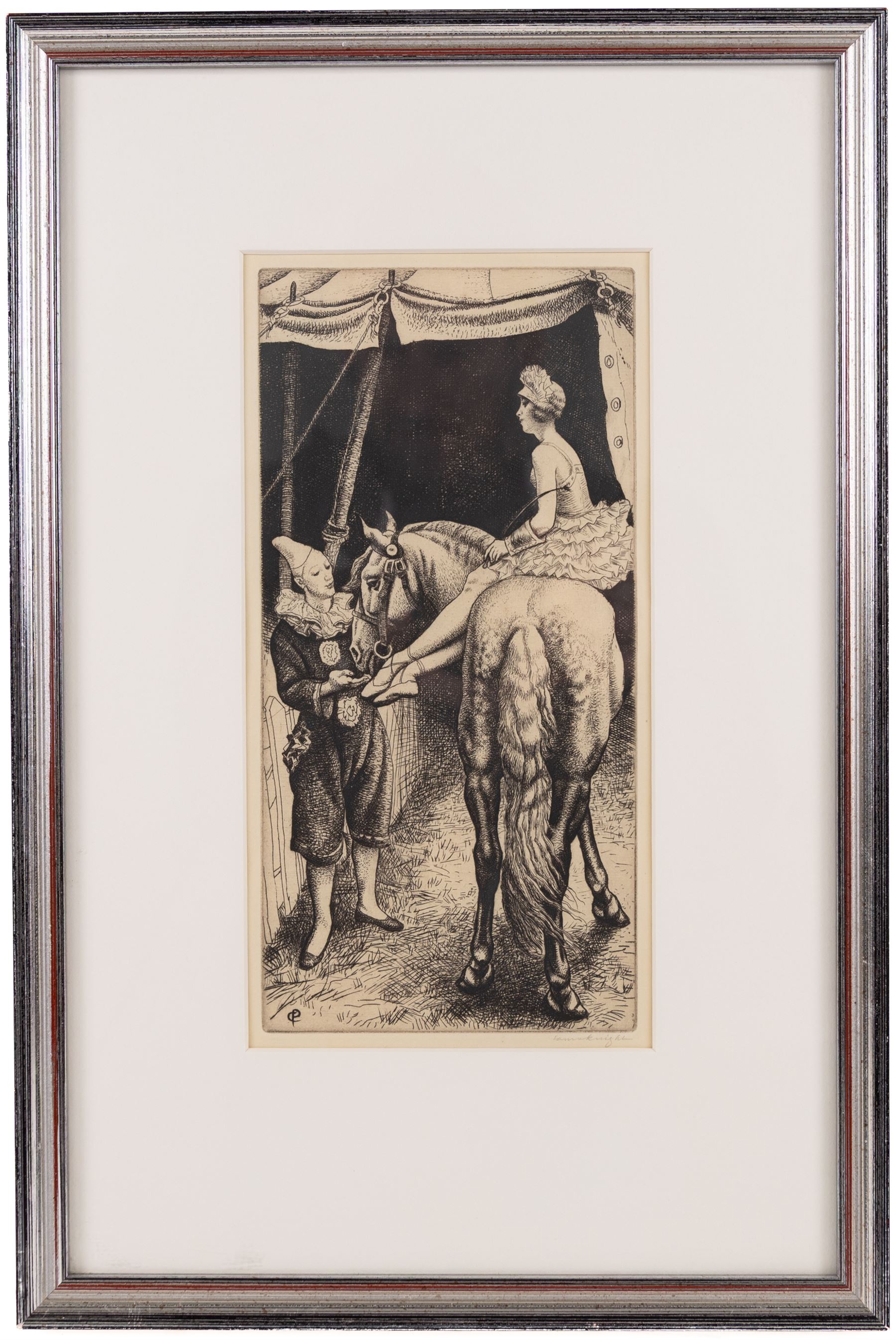 Dame Laura Knight (Staithes Group 1877-1970): 'Bareback Rider', etching pub. 1935, 25.5cm x 12.5cm 