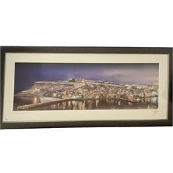 Lee Wilson (British Contemporary): 'Whitby Winter Harbour', large panoramic colour photographic print signed and titled on the mount 44cm x 134cm