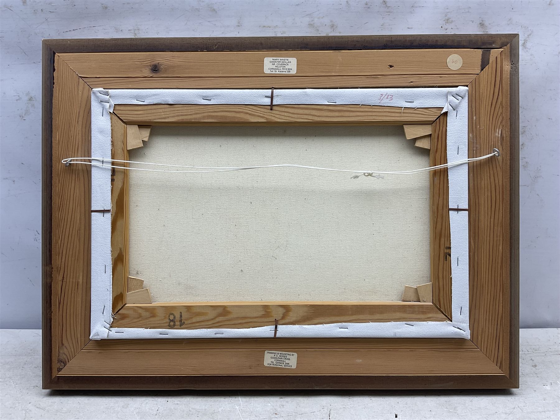 Mary Wastie (Cornish 1935-): Sunshine Over a Lake, oil on canvas signed 29cm x 44cm