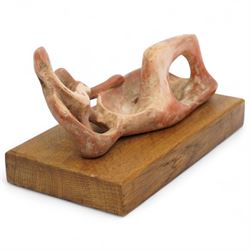 After Henry Moore (British 1898-1986): 'Reclining Figure', terracotta maquette sculpture, base marked with affixed catalogue label inscribed 'Reclining Figure: 1945 Archive 0048398', W19cm H9.5cm
