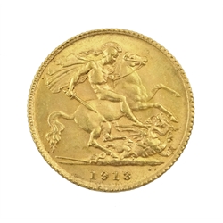 King George V  1913 gold half sovereign coin