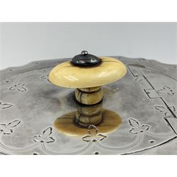 Victorian three-piece silver tea service, comprising teapot, twin handled open sucrier and milk jug, of oval form with shaped rim and C handles, each engraved with crests and bands of strapwork decoration, the milk jug and sucrier with gilt interiors, hallmarked Josiah Williams & Co, Exeter 1881, the teapot with ivory insulators and finial, all contained with a tooled leather, blue silk and velvet lined fitted case, retailed by West & Sun, Dublin 
This item has been registered for sale under Section 10 of the APHA Ivory Act