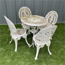 Cast aluminium circular garden table and four chairs - THIS LOT IS TO BE COLLECTED BY APPOINTMENT FROM DUGGLEBY STORAGE, GREAT HILL, EASTFIELD, SCARBOROUGH, YO11 3TX