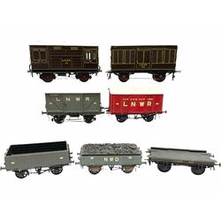 '0' gauge - seven scratch-built LNWR wagons including 6-Ton covered wagon, gunpowder van, coal wagon, open wagon and four others; all unboxed (7)