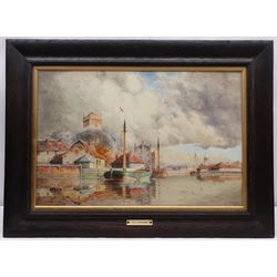 Louis Van Staaten (Dutch 1836-1909): 'On the Amster near Amsterdam' and 'Zuitephan', pair watercolours signed, titled on original ivorine plaques 39cm x 60cm (2)