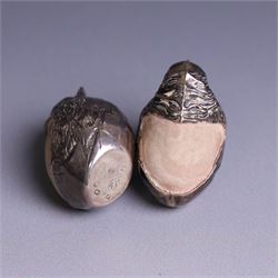 Two Edwardian novelty silver chick pin cushions, hallmarked Sampson Mordan & Co Ltd, Chester 1907